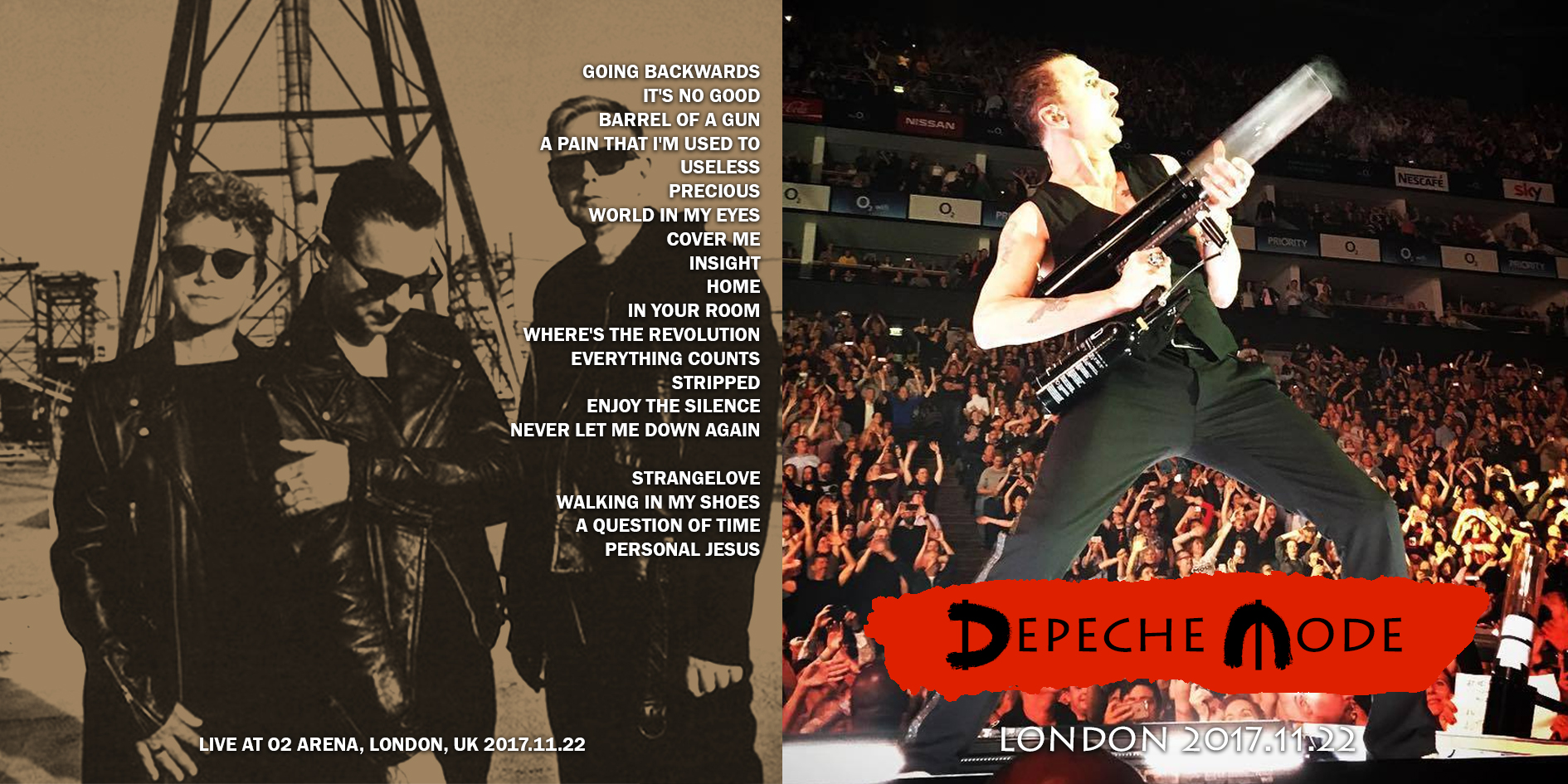 Depeche Mode Bootlegs 2017.11.22 The O2 Arena London Cover Front