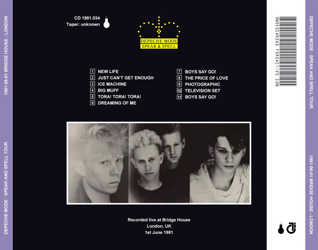 1981.06.01 Depeche Mode Bootlegs 1981.06.01 Bridge House London England UK back
